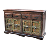 Indian Antique Old Door Unique Wood Buffet Sideboard With Reclaimed Wood